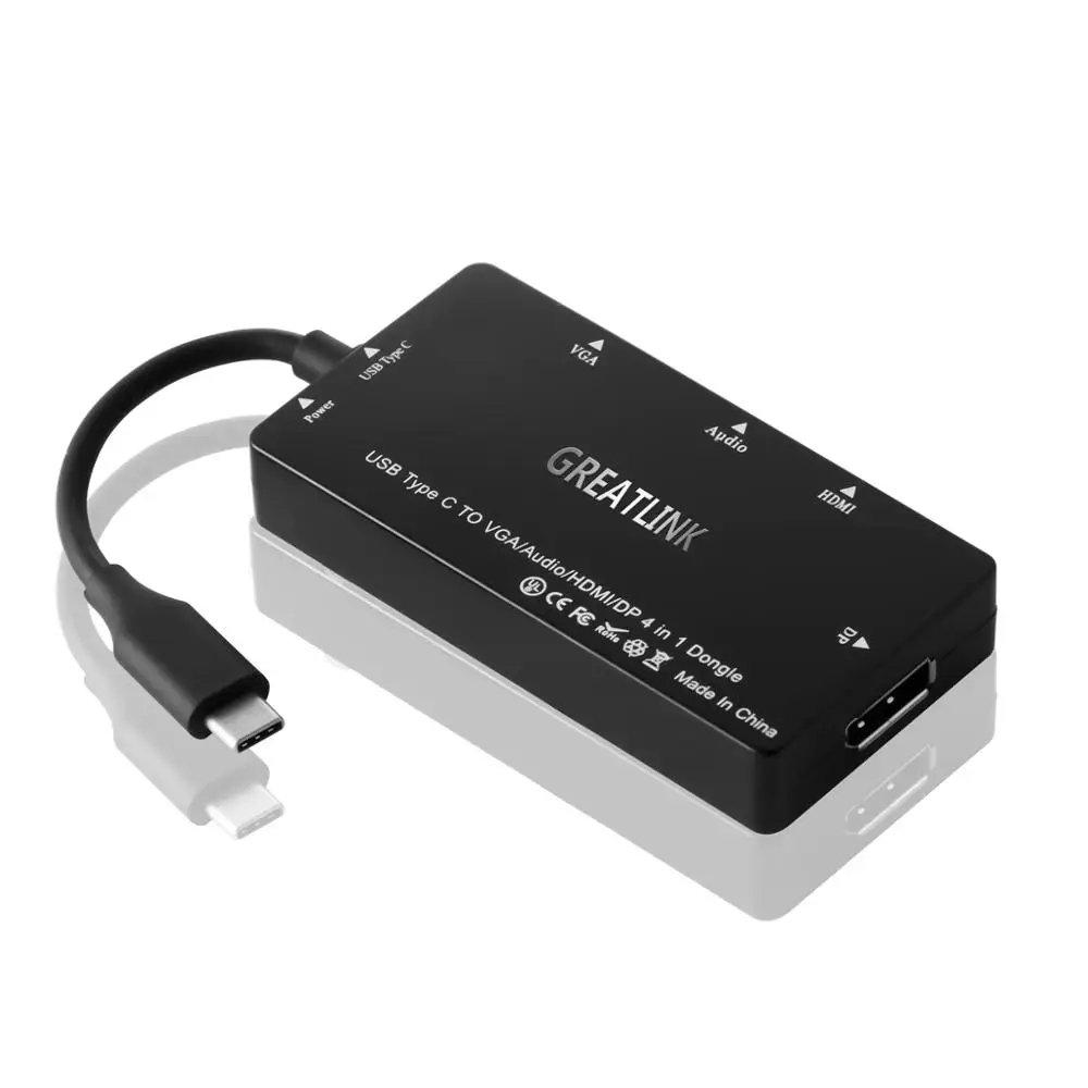 

USB C 3.0 AUX Cable To DP HDMI VGA Splitter Type C Displayport 1.2 3.5 mm Audio Cable HDMI 4K Converter Thunderbolt 3 HUB Dock