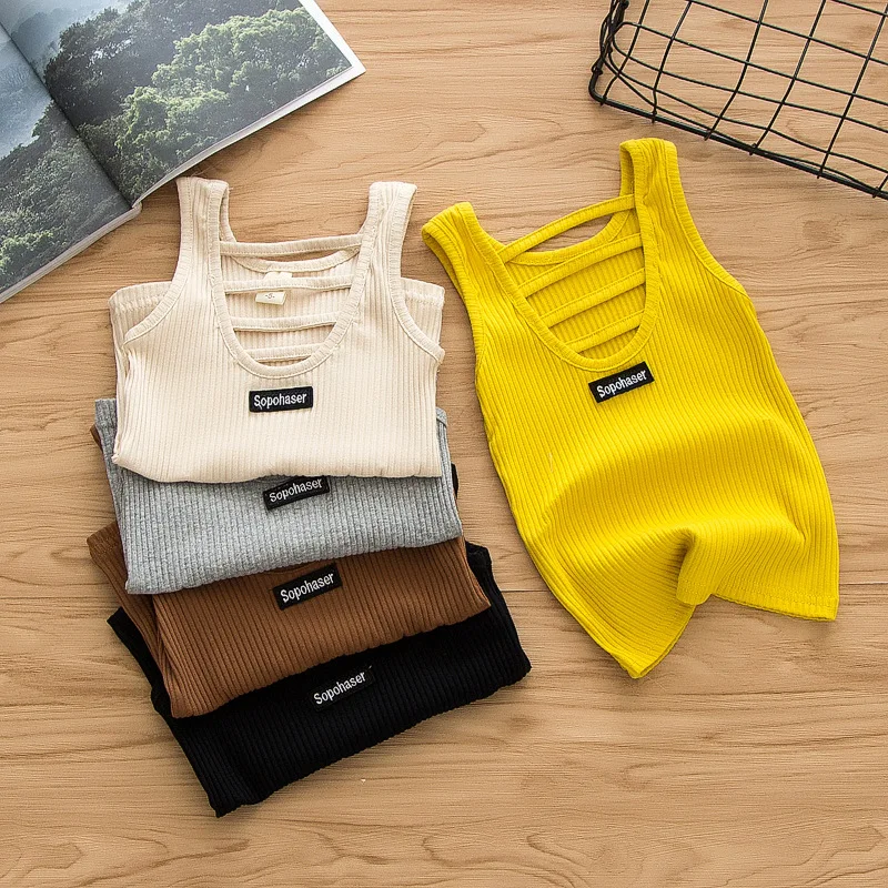 

Baby Girls Sweater Vest 1-7 years Children Clothes Daily Sports Outdoor Casual 2019 Summer Kids Girl Cotton T-shirts Sleeveless
