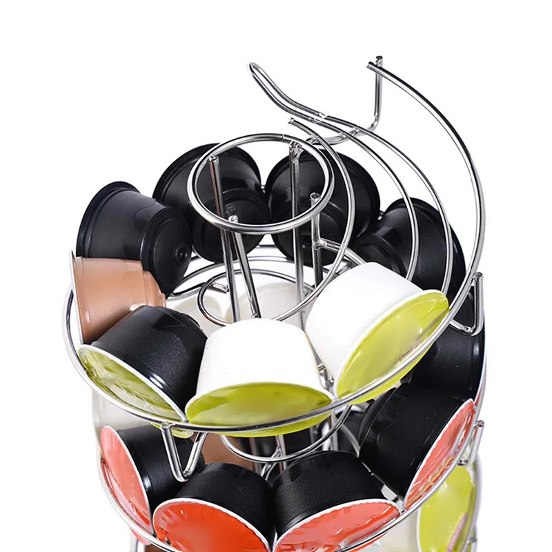 

Coffee Capsule Rack Rotating Holder Hollow Storage Metal Stainless Steel QP2