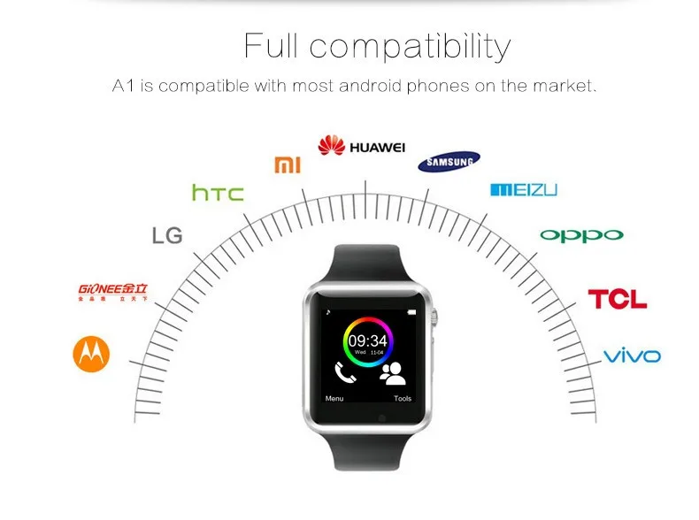 A1 наручные часы Bluetooth Смарт часы Спорт Шагомер с sim-камерой Smartwatch для Android смартфон Россия T15