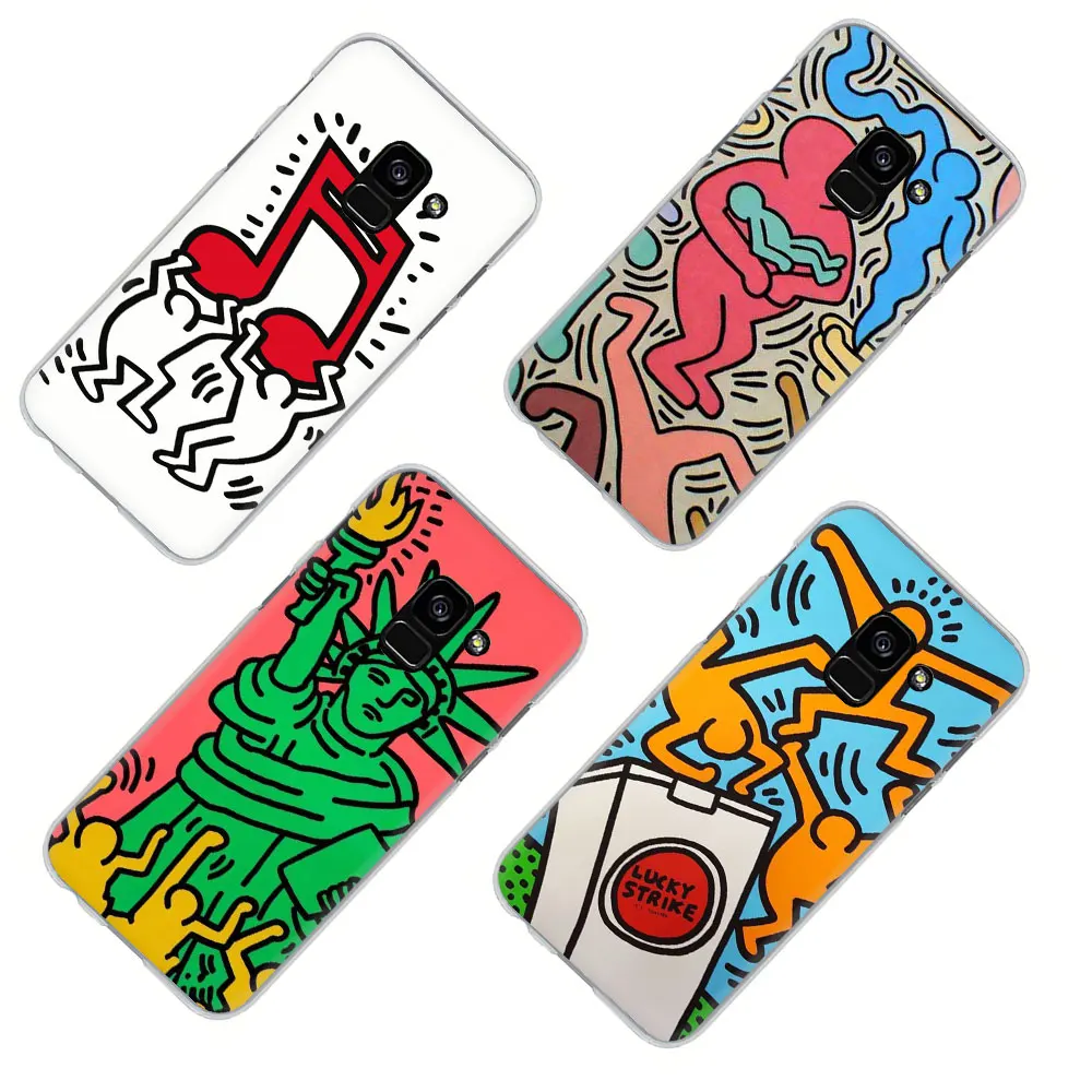 Жесткий чехол для телефона Keith Haring 2018 Samsung Galaxy A3 5 2017 A6 7 8 9 A10 30 40 50 70 полузавернутый