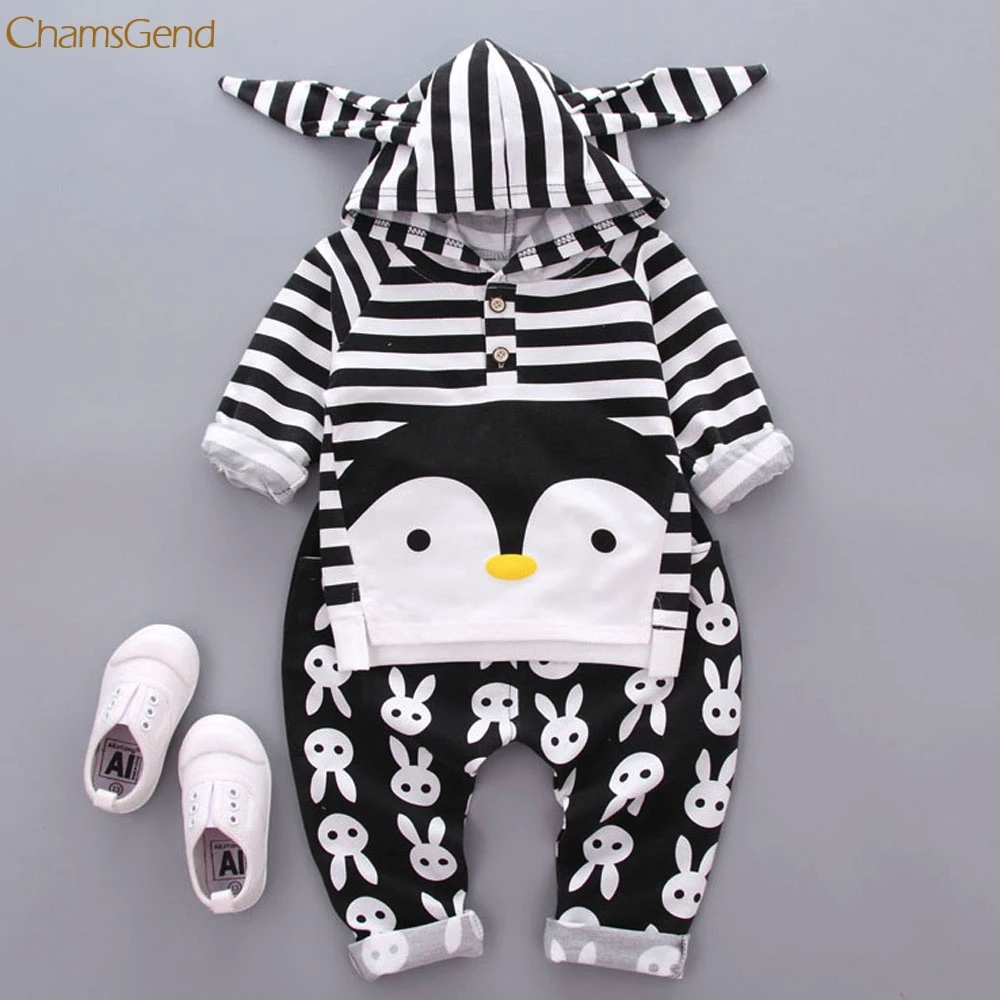 Toddler Kids Baby Boys penguin Rabbit Print Tops+ Pants Outfit Clothes