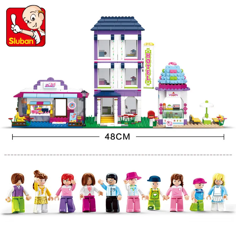 Pink Dream City Street House Model Building Blocks Sets Hobbies Educational Toys for children Compatible LegoINGs Friends Bricks