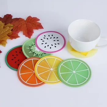

DHL 2000pcs high quality Coaster Fruit Shape Silicone Cup Pad Slip Insulation Pad Cup Mat Pad Hot Drink Holder