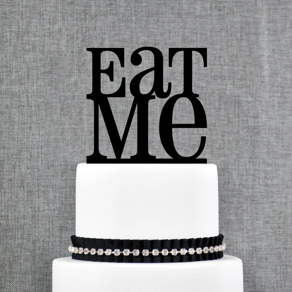Eat Me Wedding cake topper, Bride and Groom Fun Modern  Wedding Cake Topper, Custom Color Mr and Mrs Cake Topper Decor Supplies