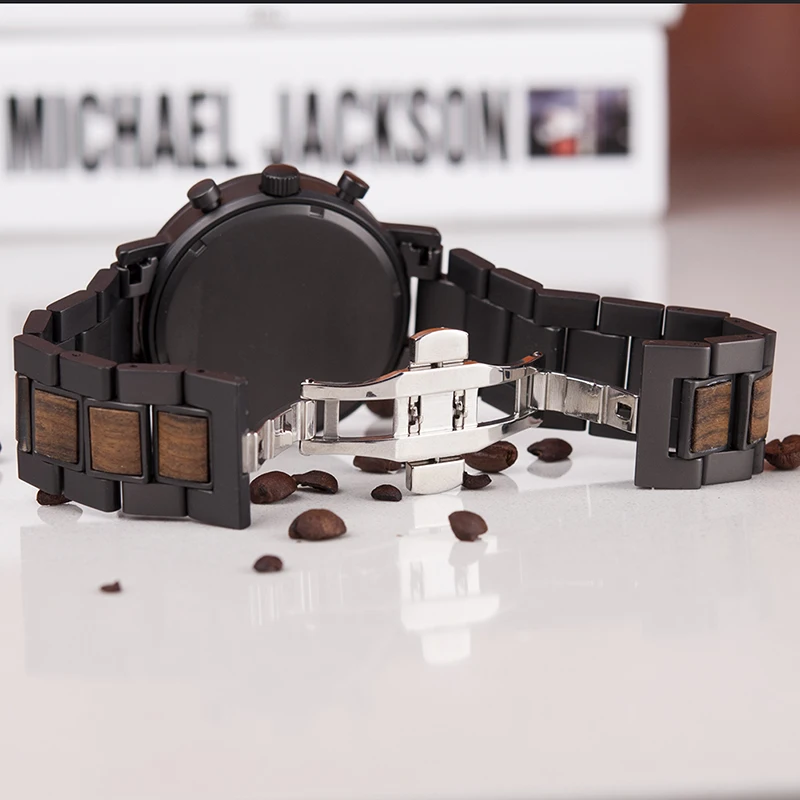BOBO BIRD Watch Men Quality Wooden Wristwatch relojes hombre Male Show date Gift saat erkek Timepieces Stainless steel and wood