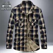 Хлопок, мужские клетчатые рубашки, бренд AFS Jeep, новинка, рубашка с длинным рукавом для весны и осени, мужские блузки в Военном Стиле