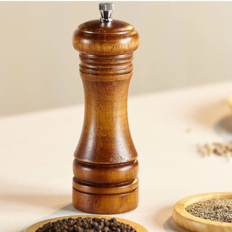 Salt And Pepper Grinder Hand Movement Oak Wood Pepper Mill With Ceramic