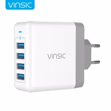 Внешний аккумулятор Vinsic 4-Порты путешествия Зарядное устройство Портативный 5 V/8A USB Зарядное устройство Smart стены Зарядное устройство для iPhone х samsung S9 Xiaomi Mi8 разъема стандарта ЕС и США