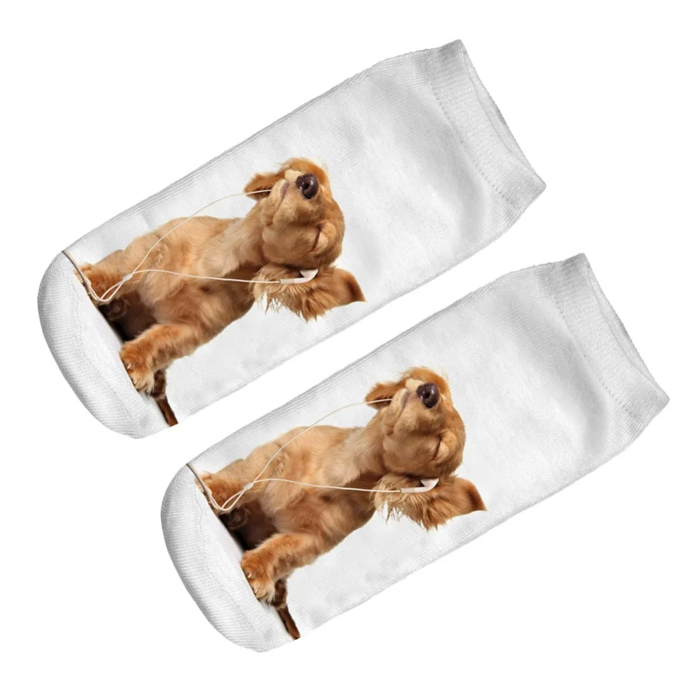 Enjoy Music Dog 3D Print Socks Casual Harajuku Art Socks Low Cut Funny Sock Animal Ankle Women Happy Sock Fancy Short Harajuku