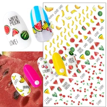 1 лист Новинка Лето фрукты наклейки для ногтей 3D Милые вишня/банан/арбуз DIY штампы маникюрные украшения ногтей наклейки TRF248