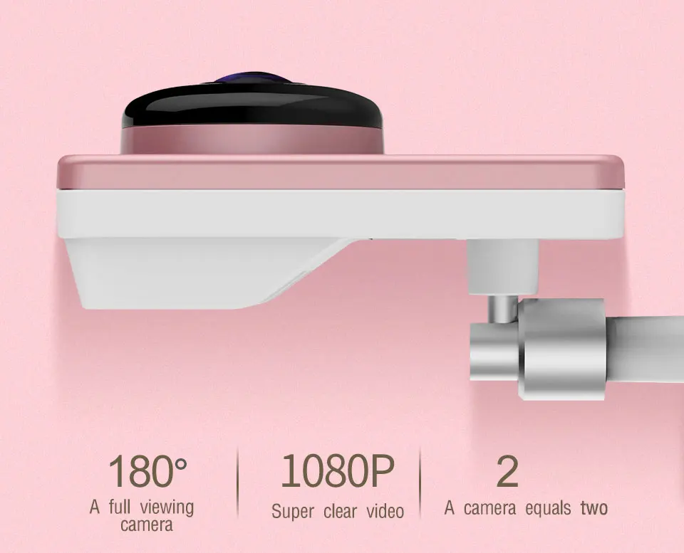 VStarcam WiFi мини панорамный фотоаппарат инфракрасного ночного видения беспроводная сигнализация движения видео ip-камера с монитором C60S розовый