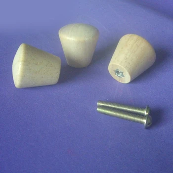 

50Pcs/Lot Dia25*H25mm Unpainted Solid Wood Knob Furniture Chest Drawer With Screws