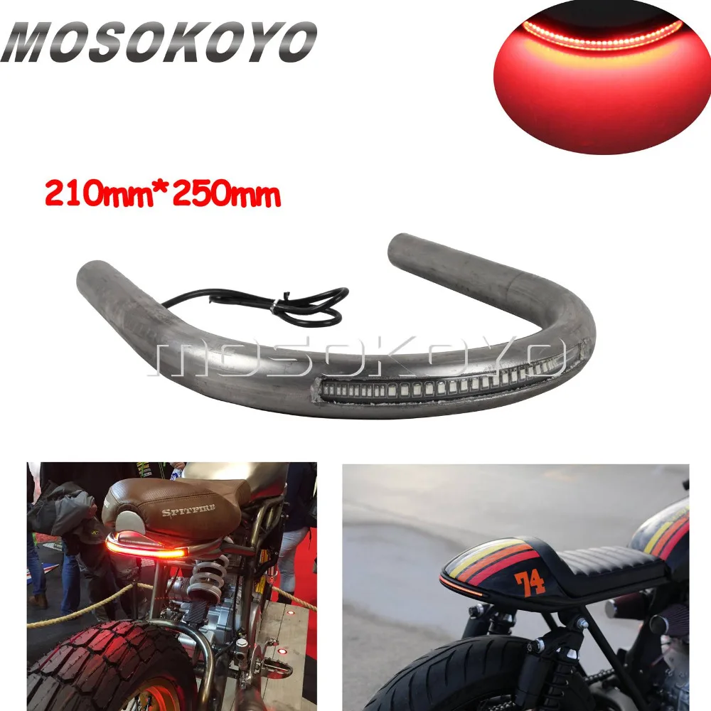 210MM Cafe Racer Upswept Seat Frame Hoop Loop W// LED Brake Turn Tail Light Honda