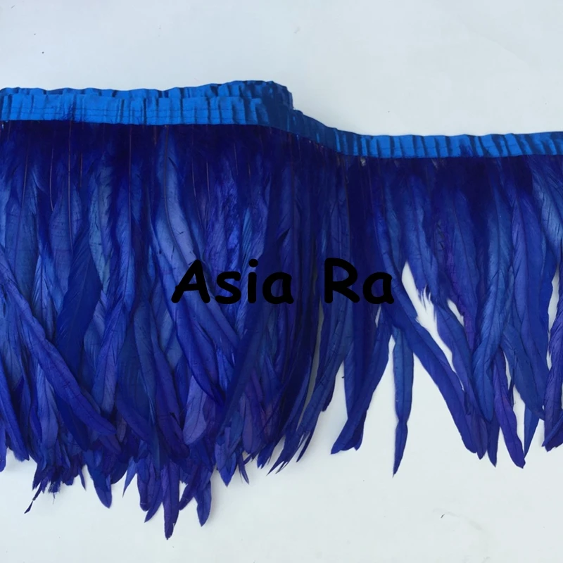Asia Ra 10 yard 2 1 royal blue chicken feather trims 30-35cm 12-14inch long rooster coque trimming on satin | Дом и сад