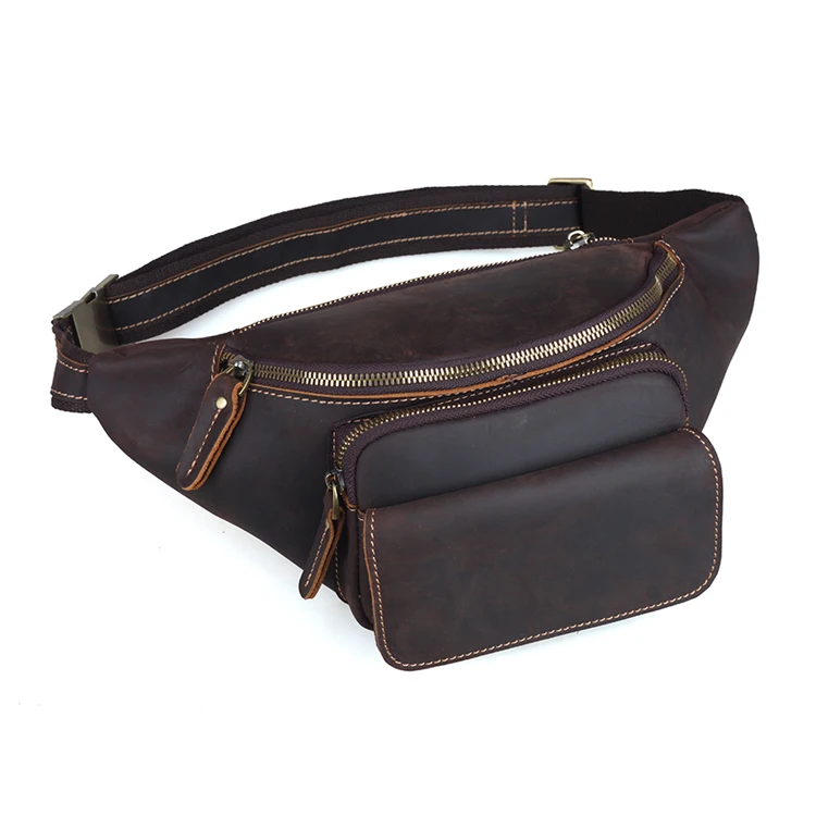 

TIDING Genuine Crazy Horse Leather Men Waist Bag Vintage Cow Leather Military Waist Pack 2016 New Free Shipping