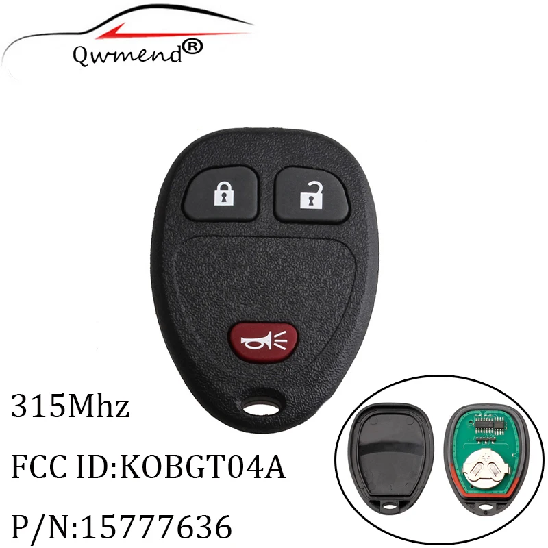 Дистанционный ключ QWMEND с 3 кнопками для KOBGT04A 15777636 315 МГц Chevrolet HHR Uplander Pontiac Montana SV6