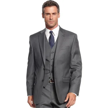 

Classic Style Grey Men Suits For Business Men Office Wear Tuxedos Groomsmen Men Wedding Suits ( jacket+Pants+vest+tie)