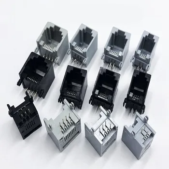 

10 pcs RJ11 4P4C 6P6 6P4C 6P2C 8P8C Modular Network PCB Jack Vertical Ports Sockets Female Connectors black gray