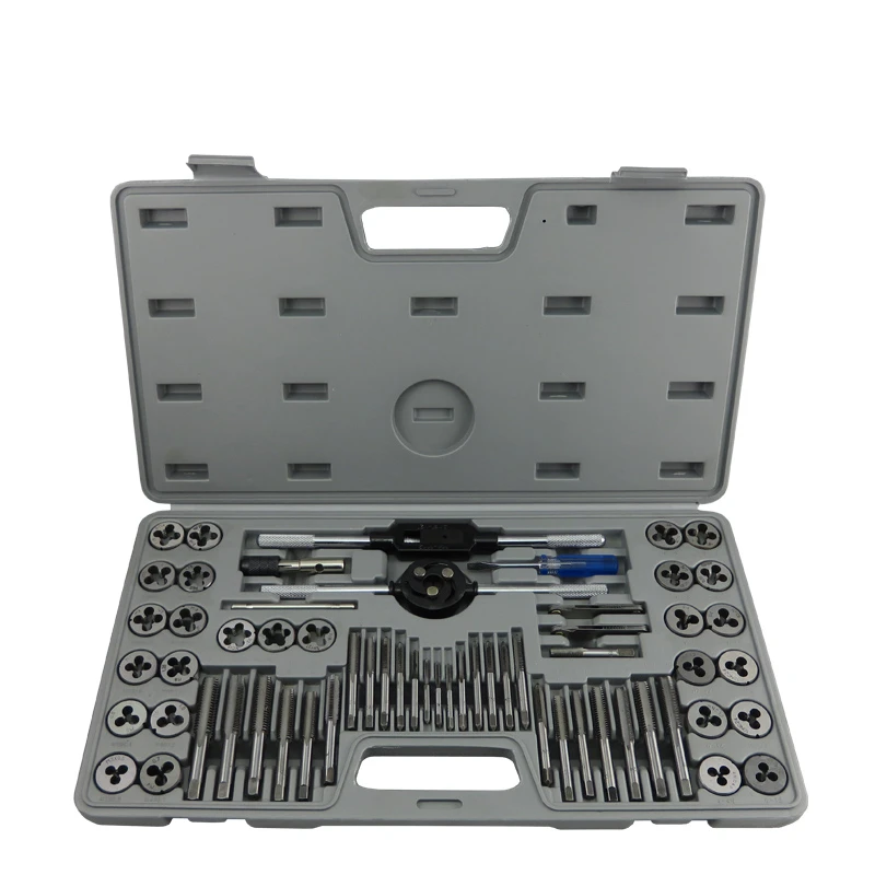 

60pcs Inch Taps Die Set Screw Tap Holder Thread Gauge Wrench Set Threading Tool