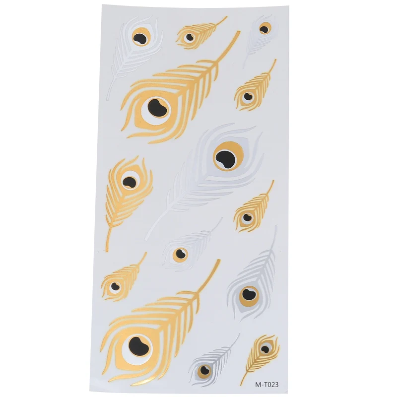 

Fashion Feather Temporary Tattoo Sticker Golden Glamour Sexy Girl Star Tattoo Sticker Woman Body Finger Art Waterproof Tattoo