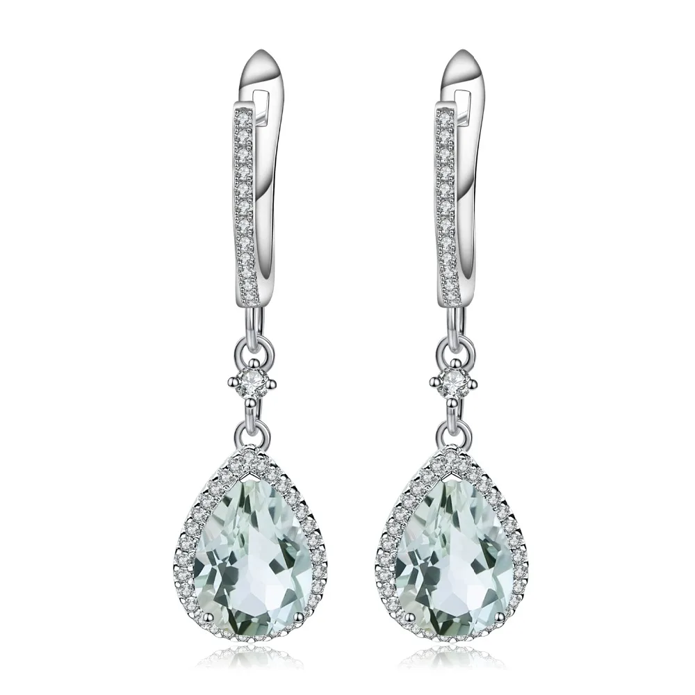 Женские серьги подвески GEM'S BALLET из серебра 925 пробы с натуральным зеленым