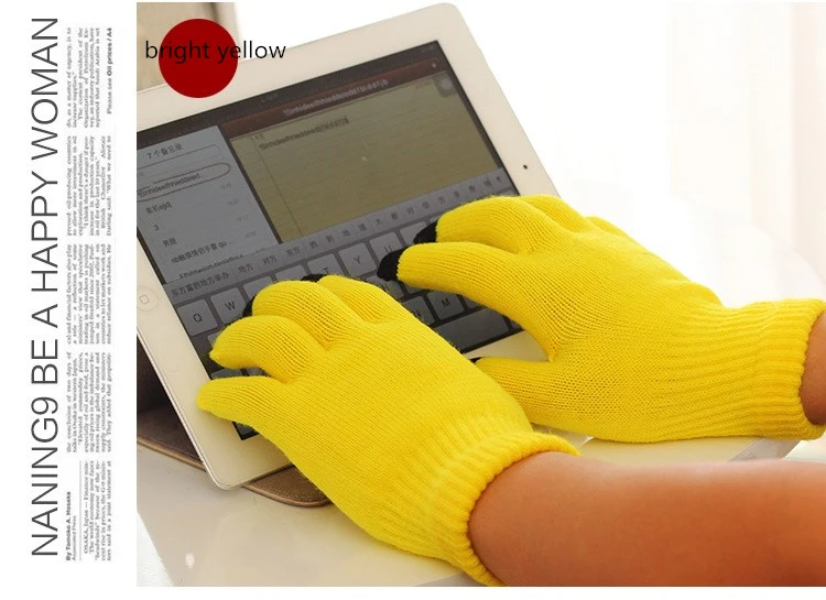 Fashion Female Wool Knitting Touched Screen Gloves Winter Women Warm Full Finger Gloves Stretch Warm Guantes Knit Mitten