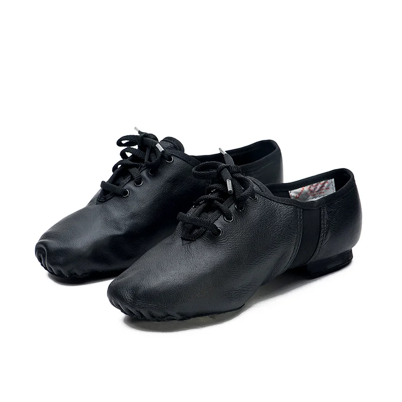 Sansha Unisex Lace-up Jazz Shoes Leather With Neoprene Suede Split-sole Cushioned Heel Women Men Jazz Salsa Dance Shoes JS2LPI 5