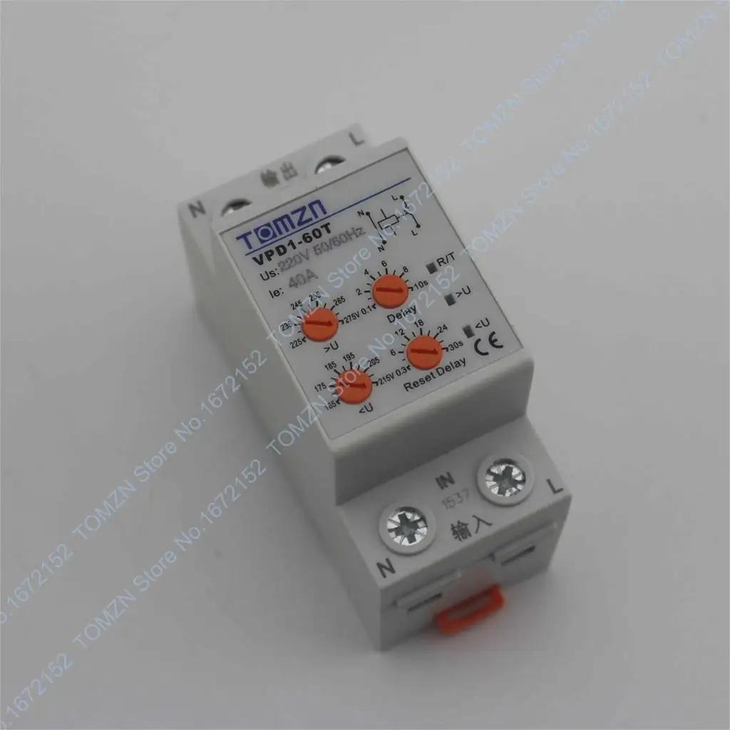 Cena 40A 220V na szynę Din automatyczne ponowne podłączenie nad napięciem i pod ochrona napięcia urządzenie ochronne przekaźnik z regulowanym przyciskiem