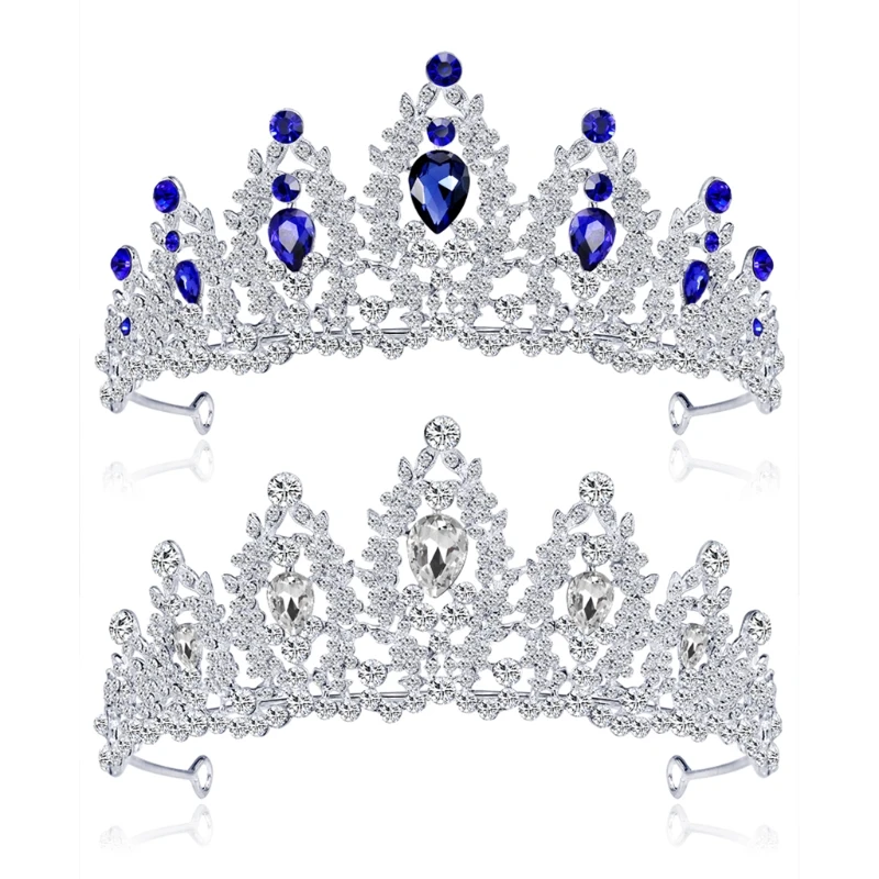 Роскошная свадебная тиара женский головной убор королева принцесса головной убор невесты корона голубой камень