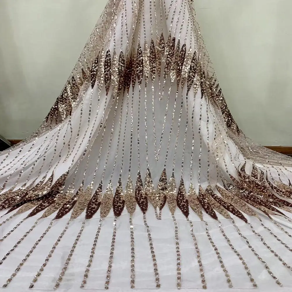 

2019 Luxury African French Net Laces Fabrics With Sequins Embroidery For Wedding Swiss voile Tulle Lace Fabrics 5Yards/Lot A2183