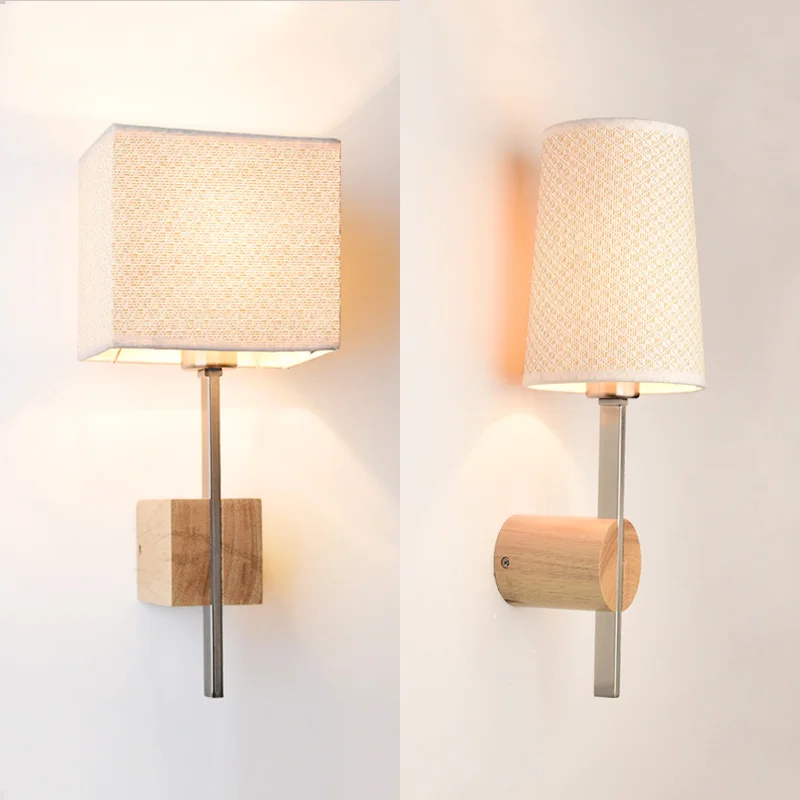 Oak Modern E27 wooden Wall Lamp Lights For Bedroom Home Lighting,Night