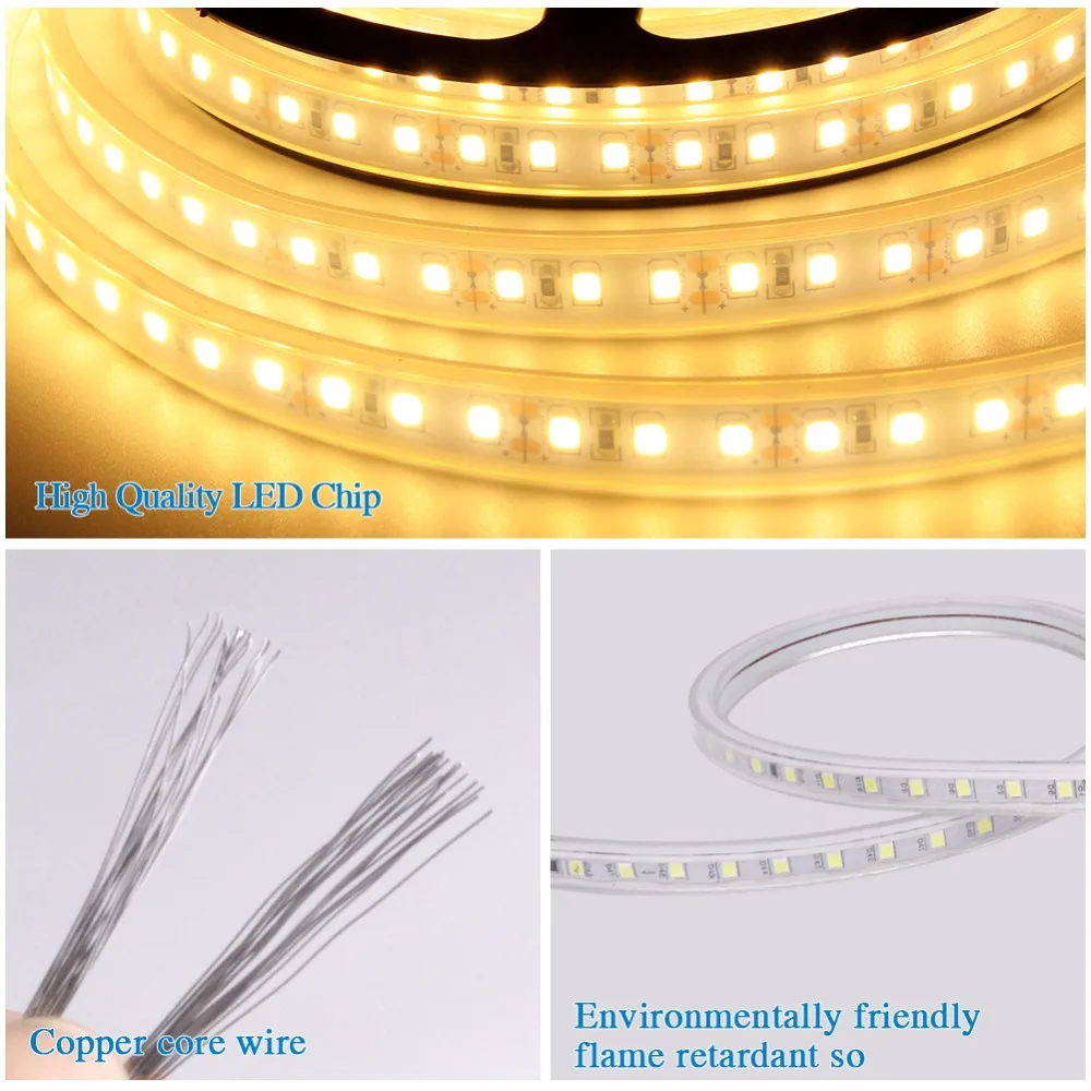 Гибкая светодиодная лента с регулируемой яркостью 220 В SMD 5050 2835 RGB