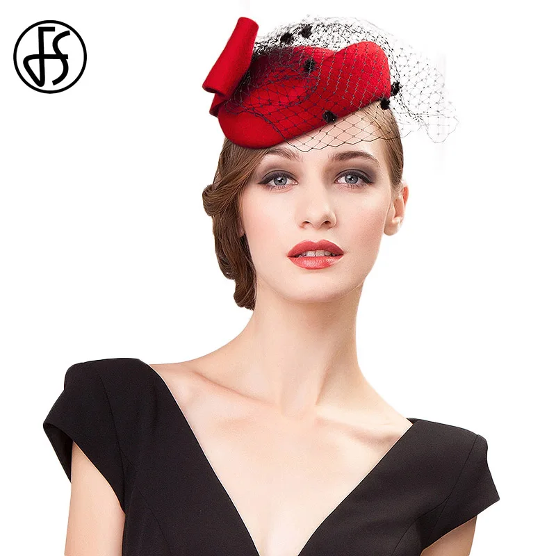 HappyShopDecoration Fascinators Hats for Women Bow Wool Felt Berets Ladies Wedding Party Fedoras HappyShopDecoration Fascinators Hats for Women Bow Wool Felt Berets Ladies Wedding Party Fedoras