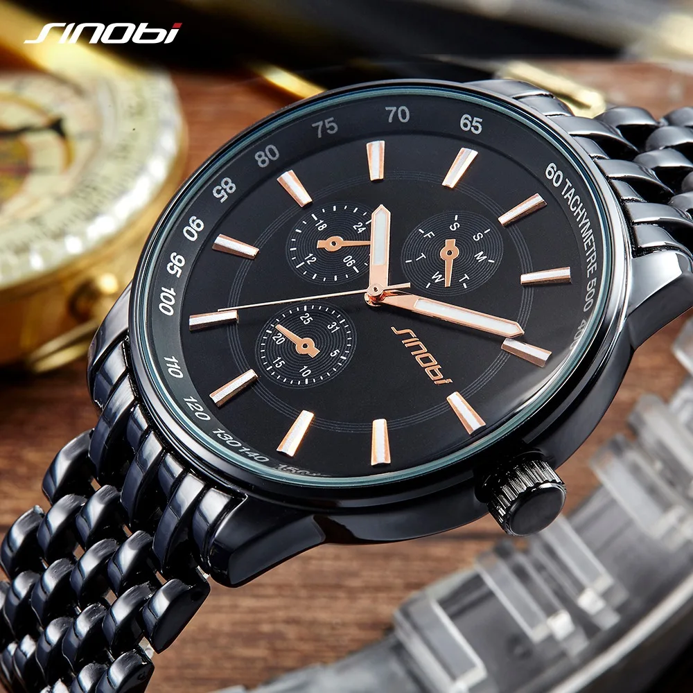 

SINOBI Mens Quartz Analog Watch Luxury Fashion Sport Wristwatch Waterproof Stainless Male Watches Clock Relogio Masculino 2019