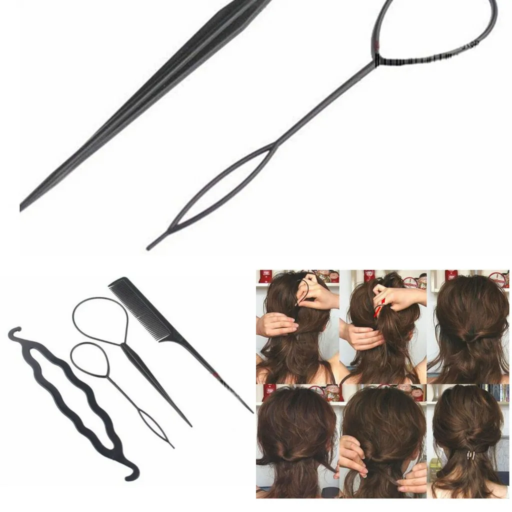 

2019 New Women DIY Hair Twist Bun Making Comb Ponytail Bun Maker Styling Clip Braid Accessories Tools Sets