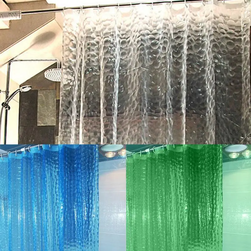 Пластиковые 3D занавески для душа из ЭВА прозрачные зеленые и синие ванной