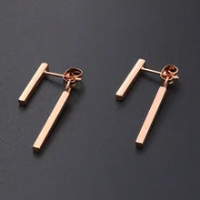 Модные прямоугольные серьги-гвоздики из нержавеющей стали с двойной геометрией цвета розового золота OL стильные серьги для женщин Подарки Kolczyki E18239