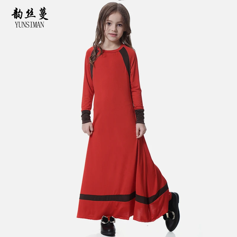 

Kids Girls Long Sleeve Dress Autumn 2018 Red Black O-neck A-line Dresses Girls Elegant Party Long Frocks Cute Kids Clothes 19M3A