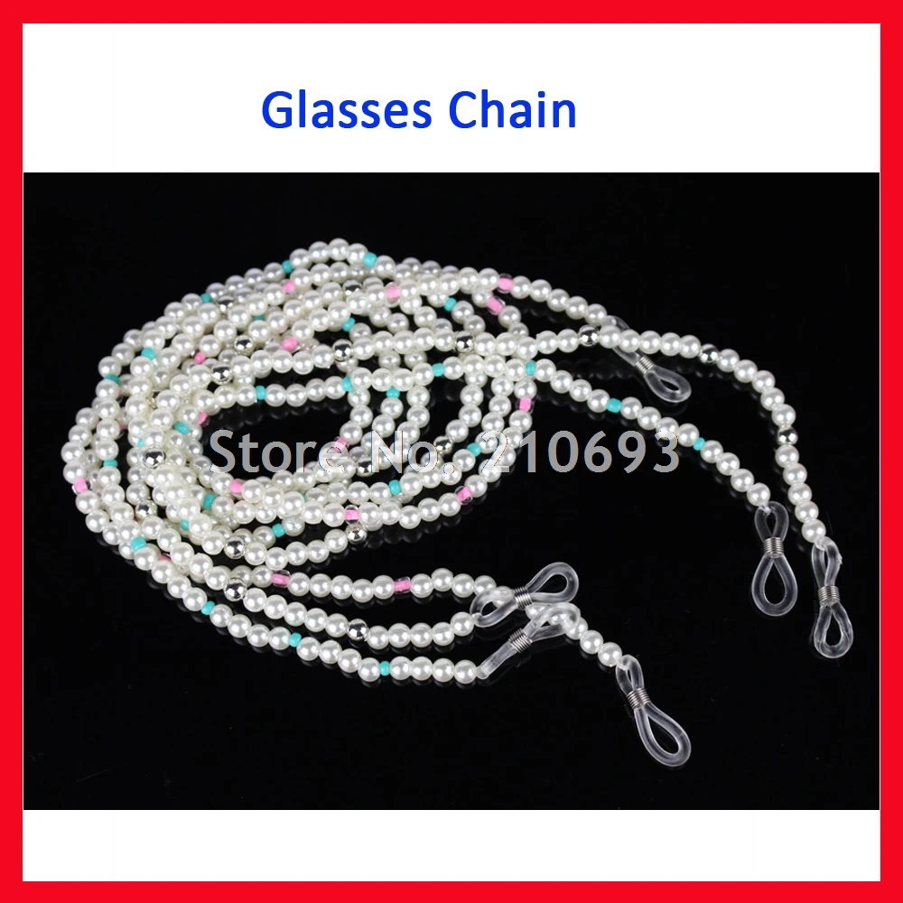 

Retail White Fashion Beaded Pearl Sunglasses Reading Eyeglasses Cord Glasses Chain Rope Holder