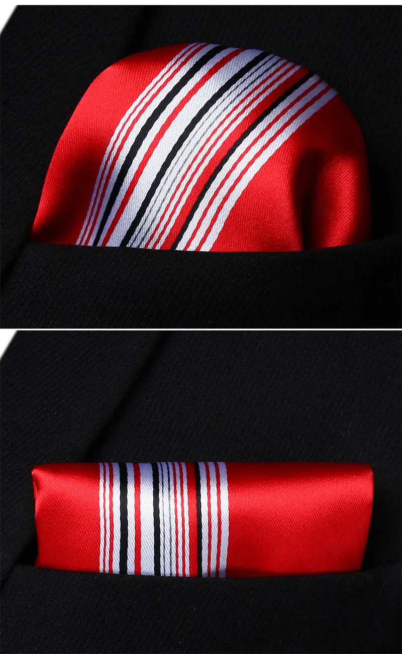 Вечерние свадебные классические модные платок галстук тканые Для мужчин красный, белый галстук в полоску галстук платок Набор# TS912R8S