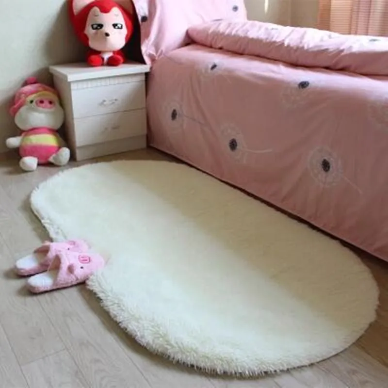 Мягкий Овальный коврик из искусственного пушистого меха, коврик для пола, коврик для гостиной, Нескользящие Коврики для гостиной, спальни