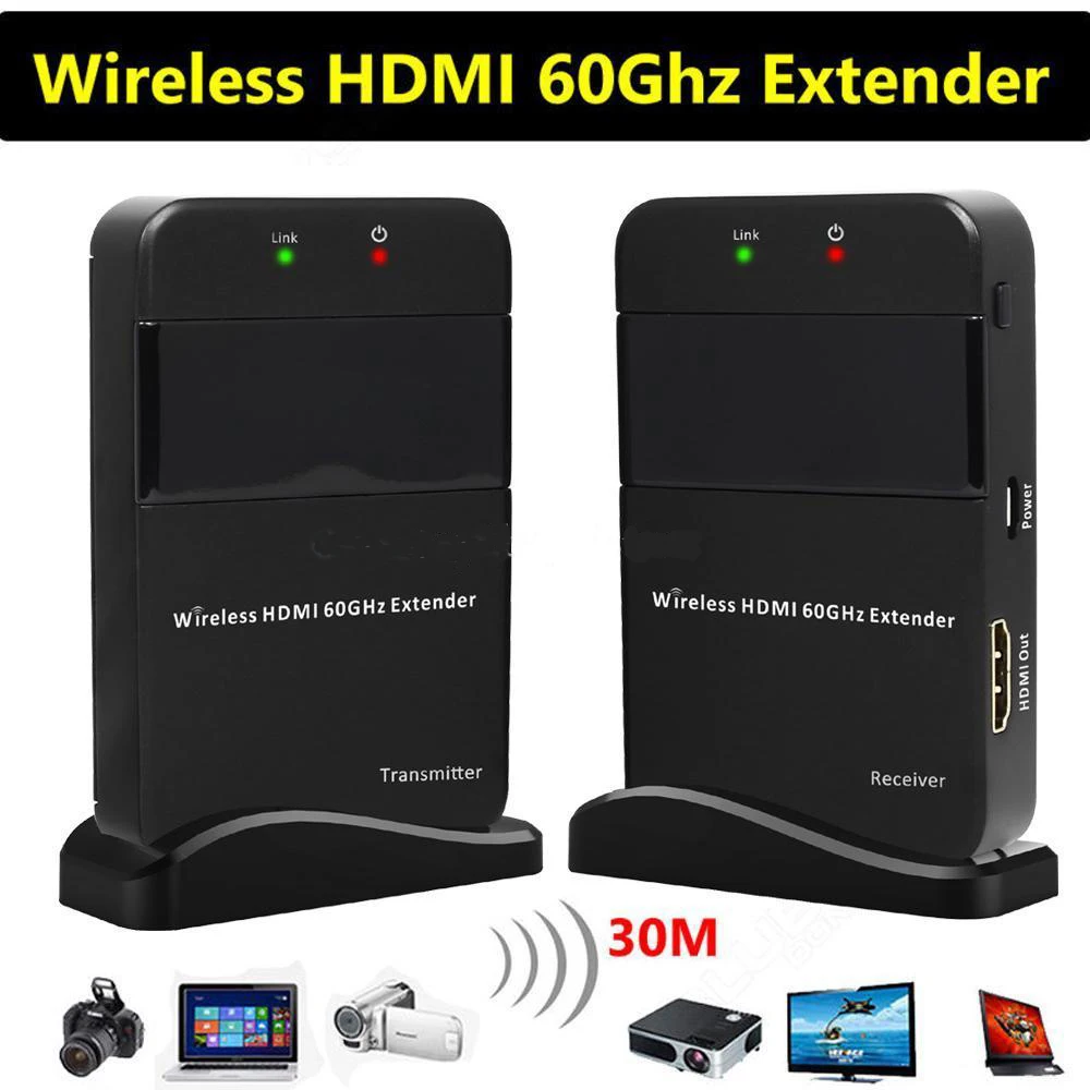 

Full 1080P Wireless HDMI 60G+ WIHD HDCP DTS 30M 98ft HD Transceiver include Transmitter and Receiver