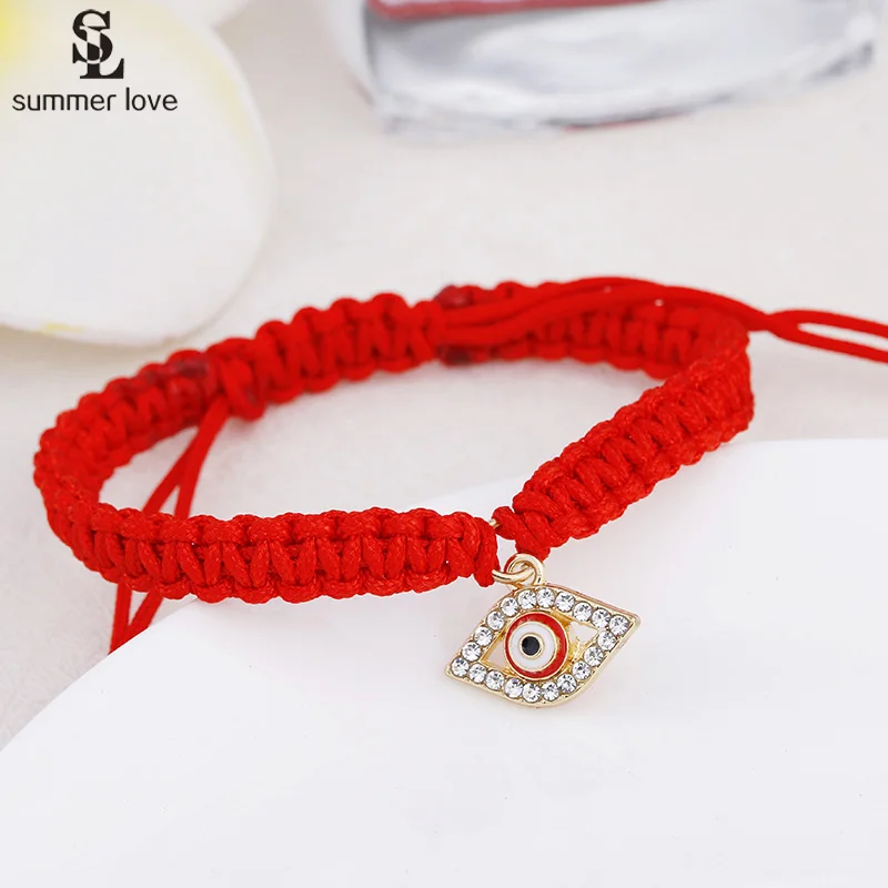 

Handmade Braided String Red Rope Bracelets for Women Adjustable Crystal Eye Hamsa Hand Charm Bracelets Turkish Lucky Jewelry