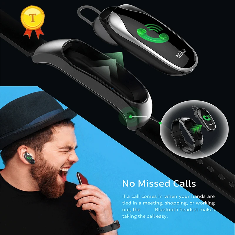 

Fitness Bracelet Smart Band Bluetooth Headset Answer Call Run Walk Smart Wristband With Earphones For Xiaomi Huawei Smart Phone