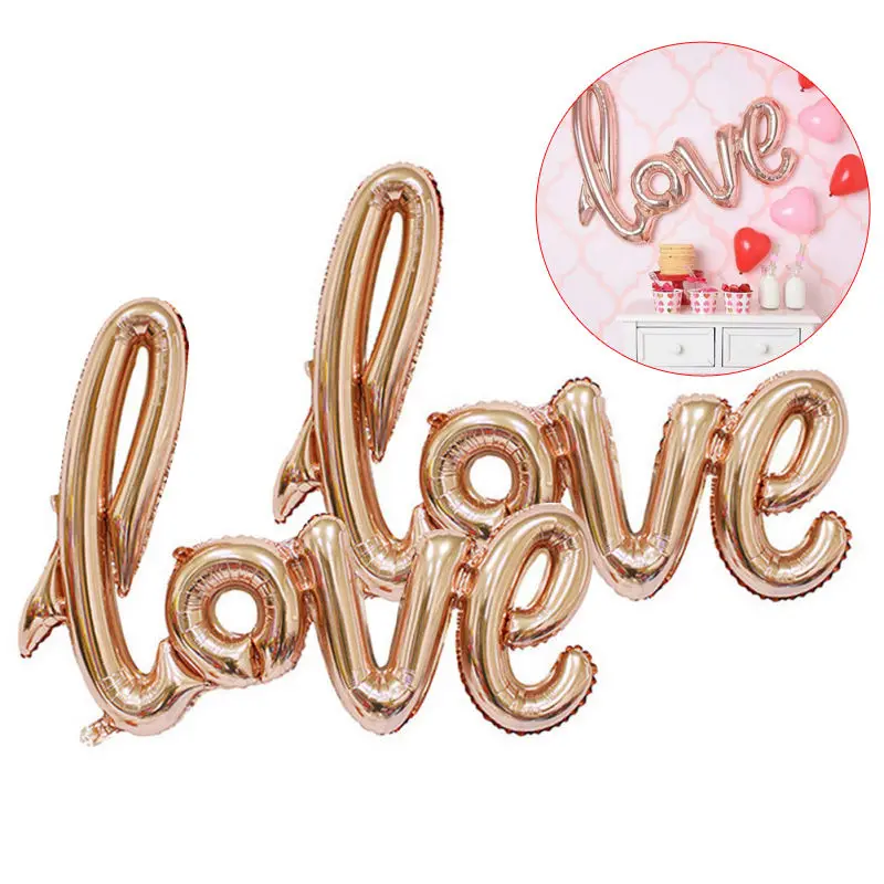 JX-LCLYL 42" Rose Gold Script Love Letter Foil Balloon For Wedding Engagement Decor