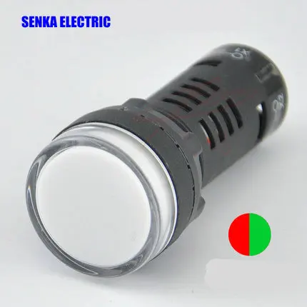 

10PCS AC/DC 24V RED GREEN Double Color LED Light Accident Signal Indicator Lamp AD16-22SS-RG