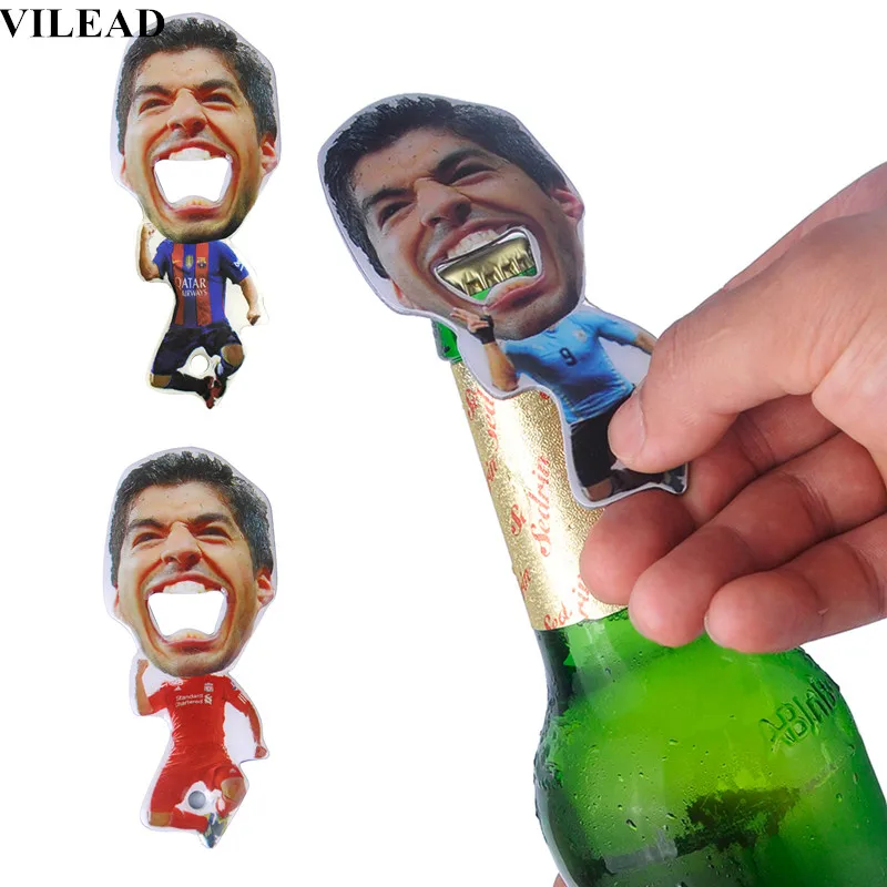 cheap VILEAD Novelty Biting Bottle Opener Zinc Alloy Glass Beer Opener Destapador\tSpain Football Team Souvenir Creative Boy Gifts