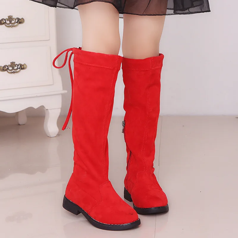 Girls Knee-high Long Boots: Princess Fashion Spring Winter Boots in Black, Red, or Brown – Casual Children Footwear with a Vintage Twist image 3