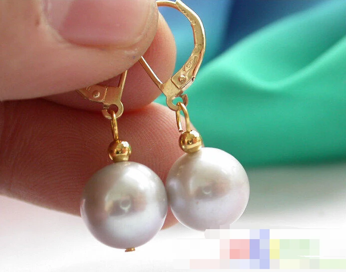 

FREE SHIPPING>>> 1433 gray ROUND FRESHWATER PEARL DANGLE EARRING